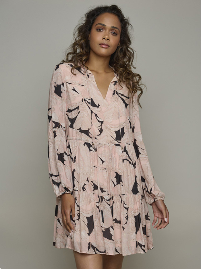 Savana Dress - Peach Tropical Leaves (Rino & Pelle)